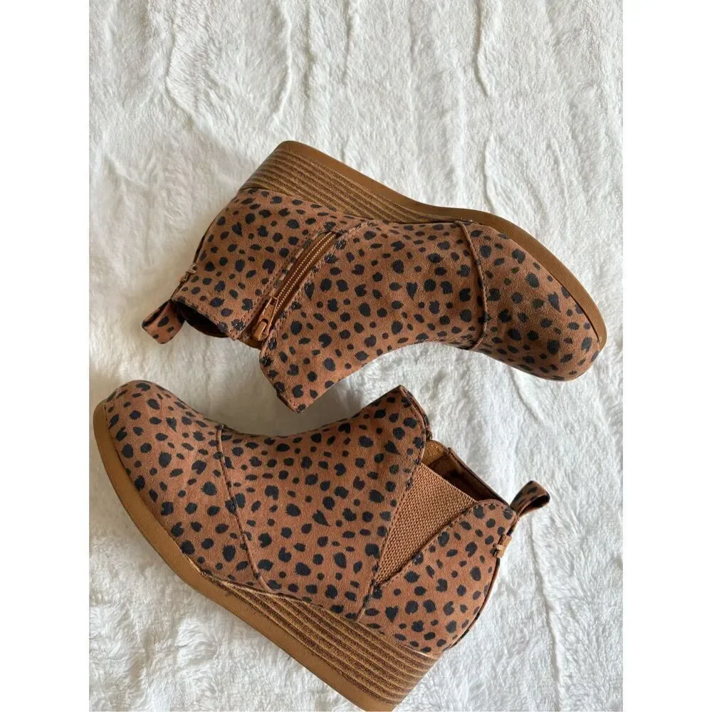 TOMS Kelsey Girls Toddler Youth Boot 3 M US Little Kid Cheetah